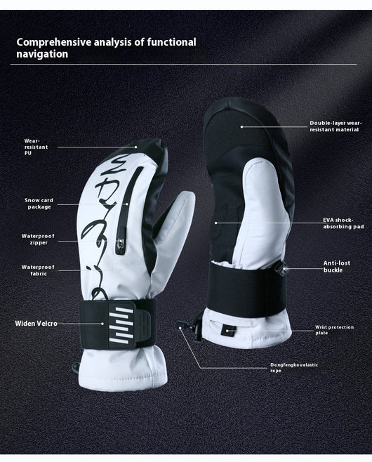 Guantes de Esquí con Banda Muñeca, Absorción de Impactos y Aislamiento Térmico Impermeable - Image 9