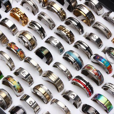 Anillo de Acero Titanio Estilo Explosión - Diseño Mixto