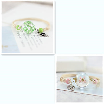Pulsera Esfera de Cristal con Flores Secas - Diente de León y Estrellas - Image 20
