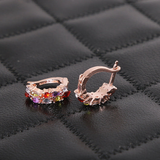 Juego de Joyas Floral Oro Rosa con Zirconia Cúbica Multicolor - Image 8