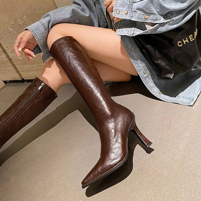 Botas Retro de Tacón Alto Punta Afilada - Lujo Exclusivo para Mujer - Image 4