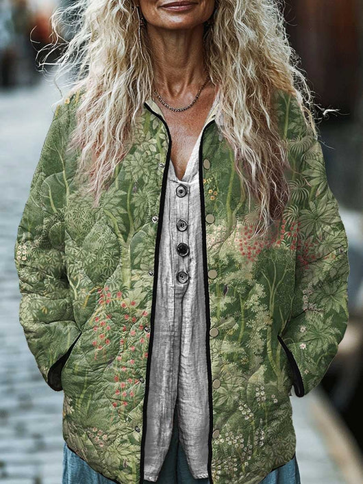 Chaqueta Acolchada de Algodón para Mujer con Estampado Floral Digital - Image 15