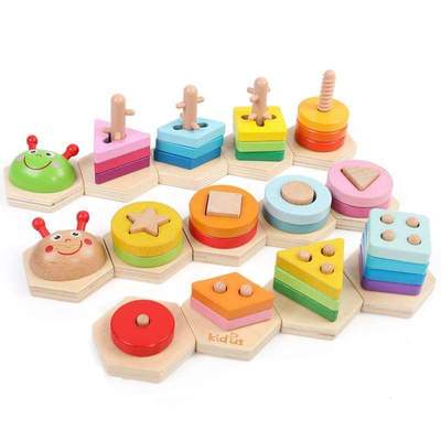 Puzzle de Formas de Madera para Apilar y Clasificar