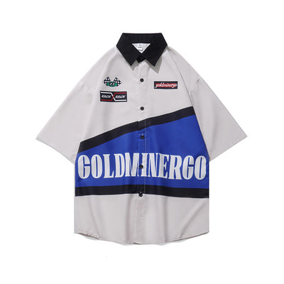 Camisa Casual Americana con Contraste de Manga Corta para Hombre - Image 12