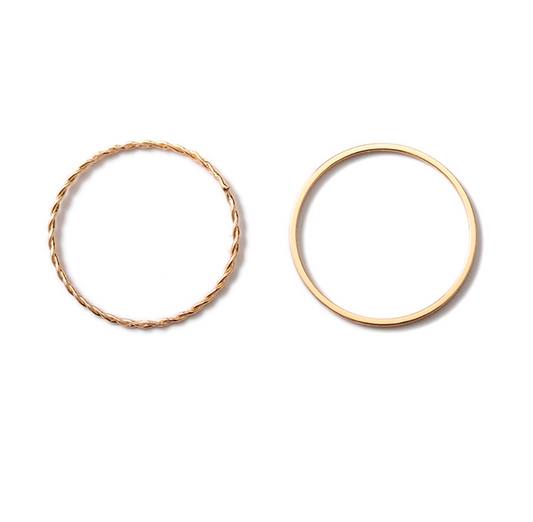 Juego de 2 Anillos Geométricos Chapados en Metal