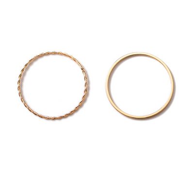 Juego de 2 Anillos Geométricos Chapados en Metal