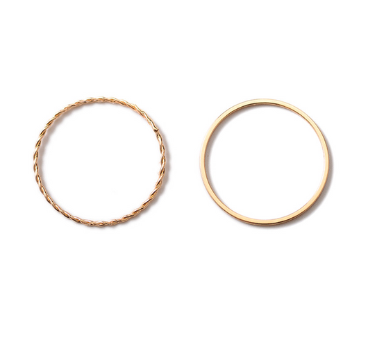 Juego de 2 Anillos Geométricos Chapados en Metal