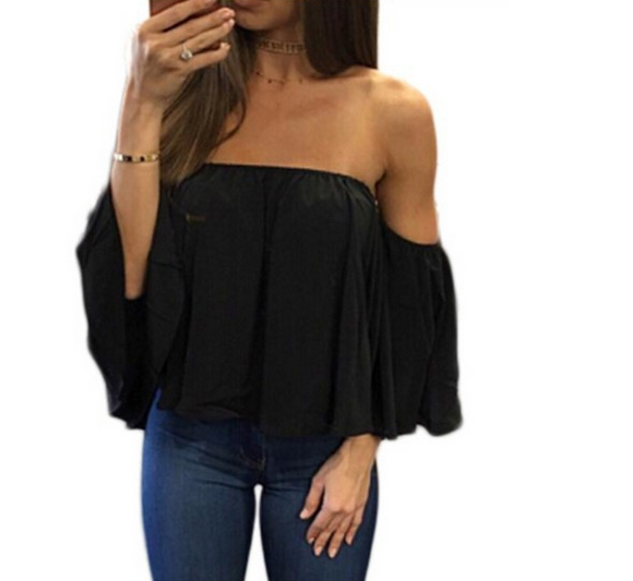 Blusa Chifón Elegante con Cuello Envuelto y Mangas Largas