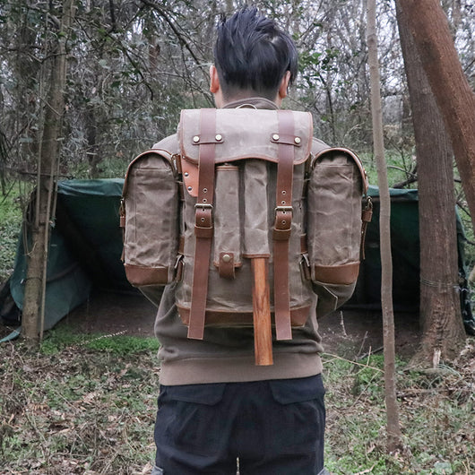 Mochila de Montaña Impermeable en Lona Encerada Estilo Retro - Image 8