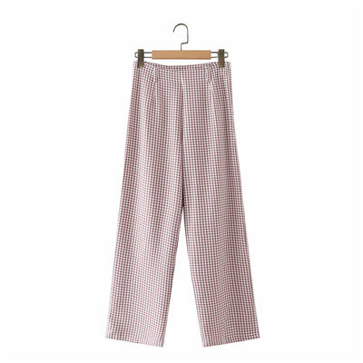 Pantalones Rectos de Cintura Alta con Estampado Pata de Gallo - Image 9
