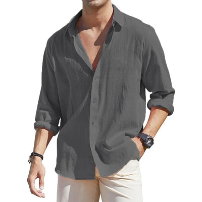 Cardigan de Lino para Hombre con Solapa y Manga Larga - Image 16