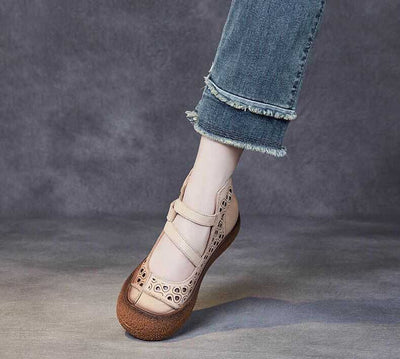 Sandalias Planas de Cuero Retro con Diseño Calado y Suela Antideslizante - Image 11