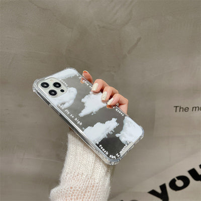 Funda Espejo para Teléfono - Diseño Nube Blanca con Espejo Integrado - Image 3