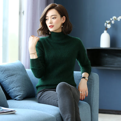 Suéter Cuello Alto Holgado en Cashmere y Terciopelo Mink - Image 16