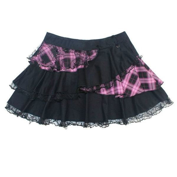 Falda Punk Harajuku con Encaje y Detalles Acolchados para Mujer - Image 6