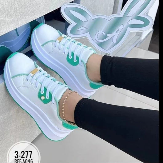 Zapatos Plataforma Blancos con Cordones para Mujer - Image 4