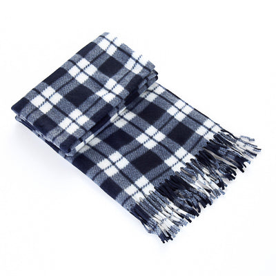 Bufanda Térmica Escocesa Negra y Blanca Talla Grande para Hombre y Mujer - Image 10