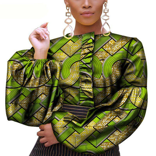 Blusa de Algodón con Mangas Abullonadas y Acabado Encerado - Image 8