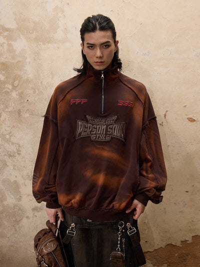 Sudadera con Cuello Alto, Teñido Anudado y Detalles Bordados - Image 8