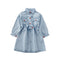 Vestido Denim Estilo Coreano con Detalles Militares para Niña