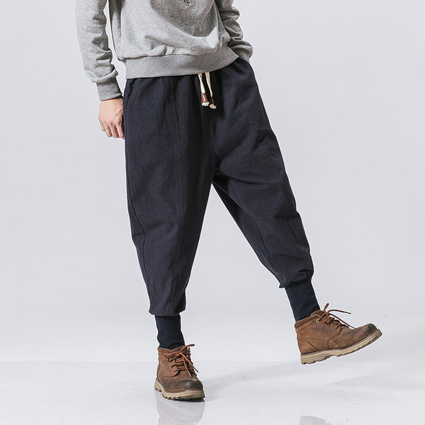 Pantalones Hip Hop de Algodón y Lino para Hombre - Estilo Urbano Moderno