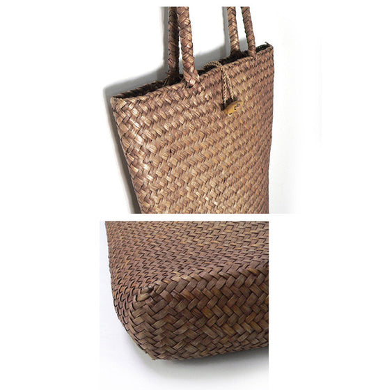 Bolsa de Playa Tejida en Paja - Estilo Minimalista Japonés - Image 9