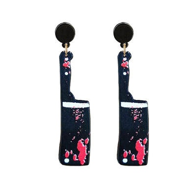 Aretes de Hacha Ensangrentada Halloween - Diseño Acrílic Retro