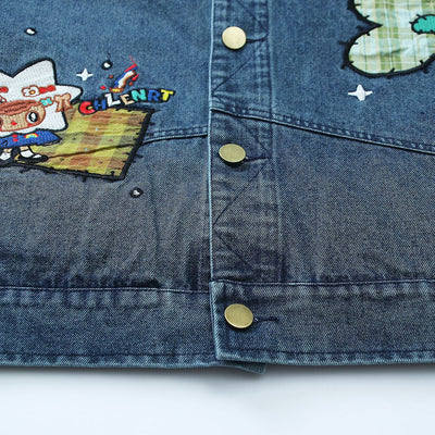 Chaqueta Denim Vintage con Bordado de Pareja - Image 4