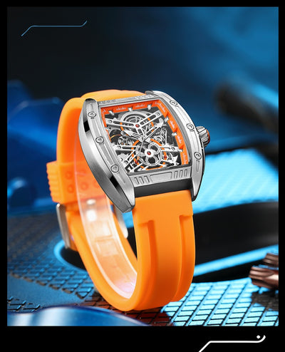 Reloj Mecánico Estilo Barril de Vino con Correa de Silicona - Image 25