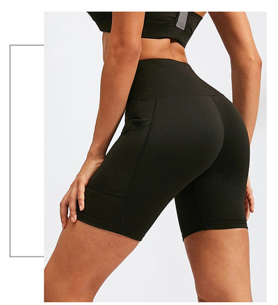 Shorts Deportivos Cintura Alta con Bolsillos Diagonales - Mallas de Entrenamiento Secado Rápido - Image 29