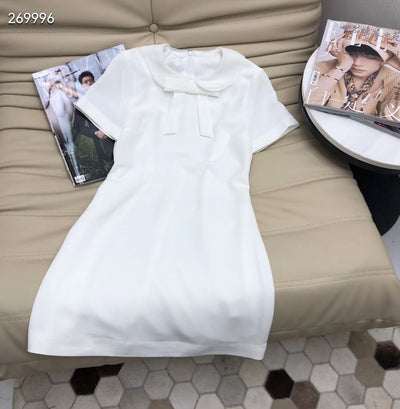 Vestido A-Línea con Cuello de Solapa Contrastado y Detalle de Moño - Image 10