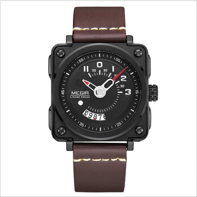 Reloj Deportivo Cuarzo Hombre Esfera Grande Calendario Correa Cuero - Image 5
