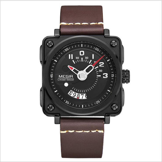 Reloj Deportivo Cuarzo Hombre Esfera Grande Calendario Correa Cuero - Image 5