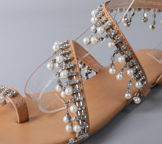 Sandalias Romanas Planas con Perlas para Mujer - Cómodas para Playa - Image 8