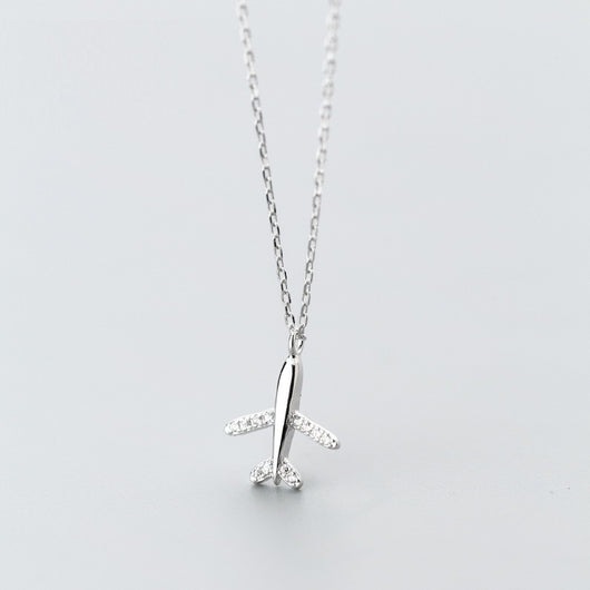 Collar de Plata S925 con Diamantes y Dije de Avión - Image 9