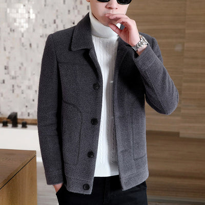 Abrigo de Lana Gruesa para Hombre con Detalles de Visón - Image 10