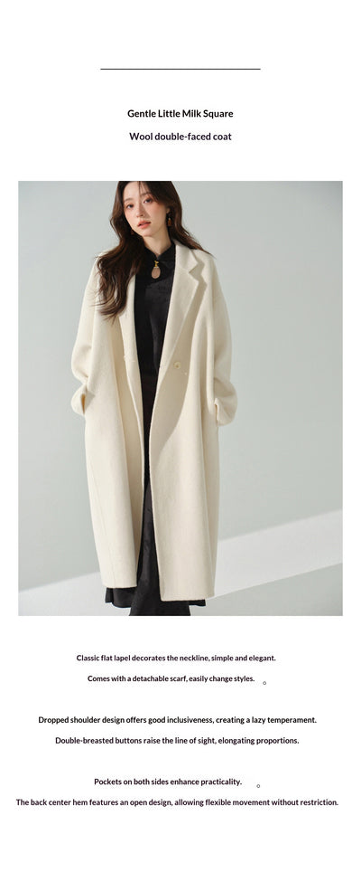 Abrigo de Lana Blanco Doble Botonadura para Mujer - Largo Reversible Otoño Invierno - Image 7