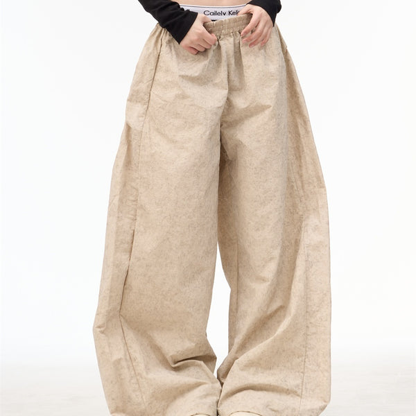 Pantalones Anchos Retro Estilo Americano con Cintura Ajustable y Encaje