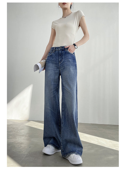 Jeans Azul Claro Cintura Alta Pierna Ancha Mujer Corte Recto - Image 19
