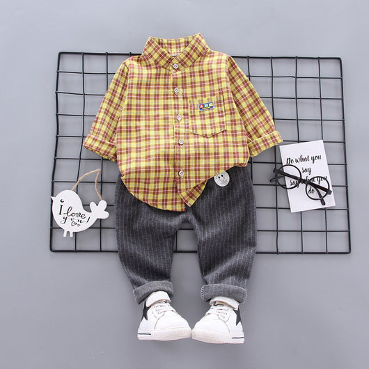 Conjunto Infantil de Camisa Cuadrille Manga Larga para Bebé - Image 4