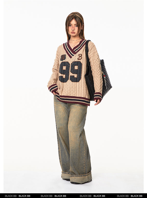 Suéter Jacquard Suelto Otoño Invierno Tejido Cómodo