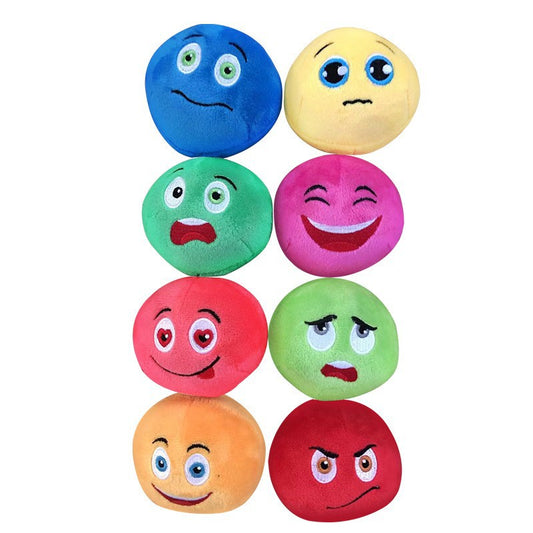 Colorful pet puzzle balls with cartoon faces and cactus designs, packaged in a clear drawstring bag. - Image 2