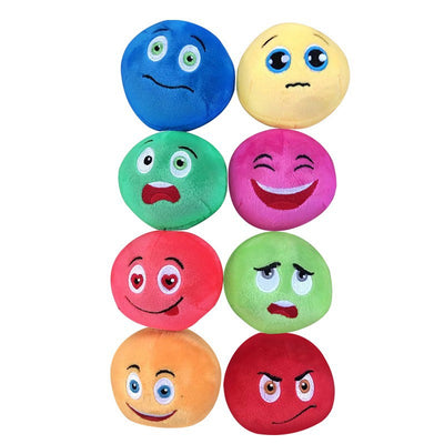 Colorful pet puzzle balls with cartoon faces and cactus designs, packaged in a clear drawstring bag. - Image 2