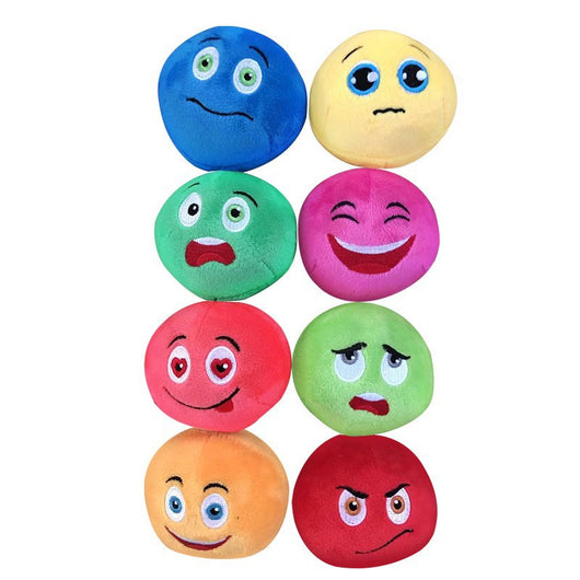 Colorful pet puzzle balls with cartoon faces and cactus designs, packaged in a clear drawstring bag. - Image 2