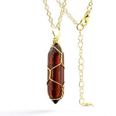 Collar Colgante de Cristal Hexagonal Envuelto a Mano con Piedra Natural - Image 48