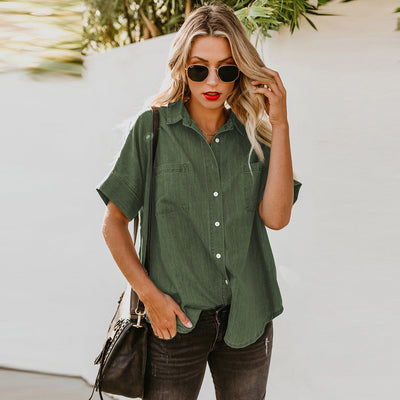 Camisa Casual de Solapa Lisa - Versátil y Minimalista - Image 9