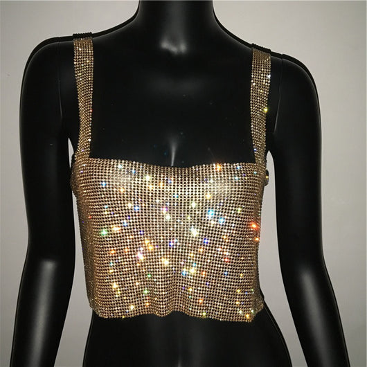 Top Crop Brillante con Diamantes y Lentejuelas para Fiestas - Image 4