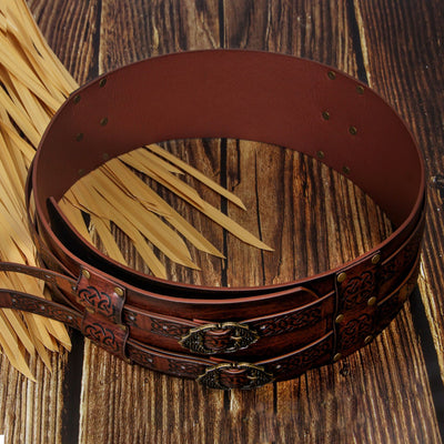 Cinturón Ancho Vikingo Nórdico Retro con Relieve Grabado para Hombre - Image 6