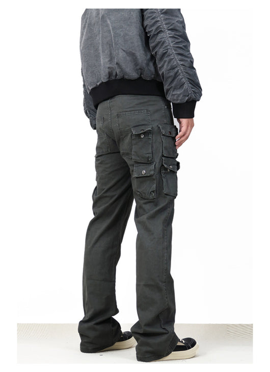 Pantalón de Trabajo Versátil con Múltiples Bolsillos y Corte Acampanado - Image 20