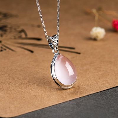Collar Clavícula Plata 925 con Cuarzo Rosa Gota Brillante - Image 10